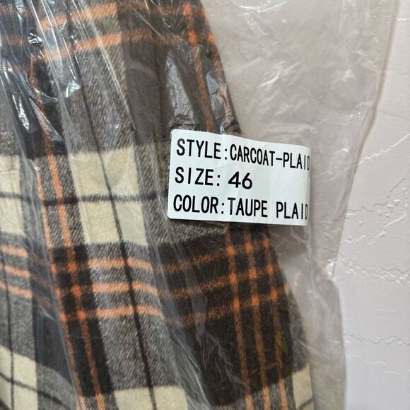 The Signature Collection Car Coat Taupe Plaid - Picture 9 of 12